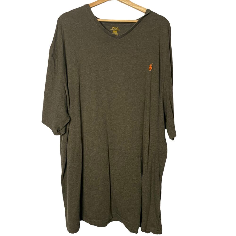 Polo Ralph Lauren Men’s 3XLT Tall/Long V-Neck T-Shirt - Olive‎ Green